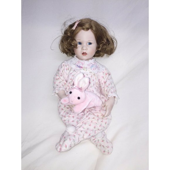 KATIE Porcelain doll by BRIGETTE DEVAL Cute Curls and Pajamas - Picture 1 of 9